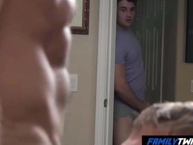 Gay stepfather and stepson seduce the hot delivery boy