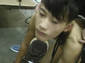 Young and straight slave boy gets trained in doggy style.