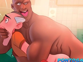 Gay cartoon with big cock stars in basketball game