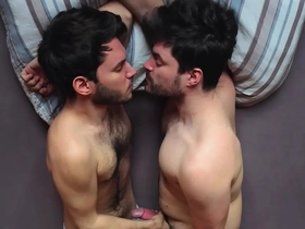 Gay best friends masturbate together and enjoy each other’s company.