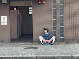 Mayu-chan, a femboy, liked to show off her pantyhose and long skirt in the park parking lot but she couldn’t stop herself from flashing her pussy.