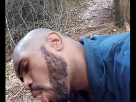 Gay blowjob action with fitness enthusiast Takei in a forest gym