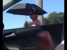 Public cock flash in front of Asian MILF