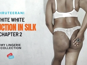 Beautiful shemale in silk lingerie, solo performance.