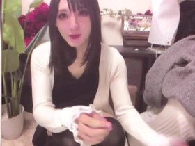 Beautiful Japanese shemale, Chikas solo performance with self-pleasure.