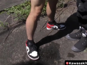 Wild Japanese Yoshi Kawasaki in hardcore action with pissing and barebacking