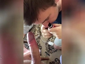 Deep blow job in a gay amateur video