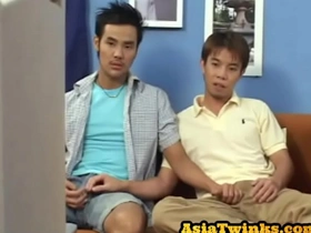 Gay Nippon stud gets a blow job before raw doggy sex
