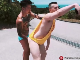 Yoshi Kawasaki and Axel Abysse in hardcore fist fuck scene