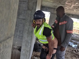 Two construction workers have sex in an empty building they are renovating and have a macho fetish.