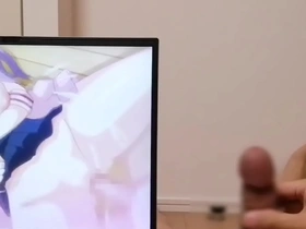 College student with an anime fetish masturbates and ejaculates while watching her favorite porn.