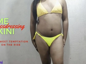 Indian shemale Lime in bikini, solo play in part 1 of big boobs ladyboy series